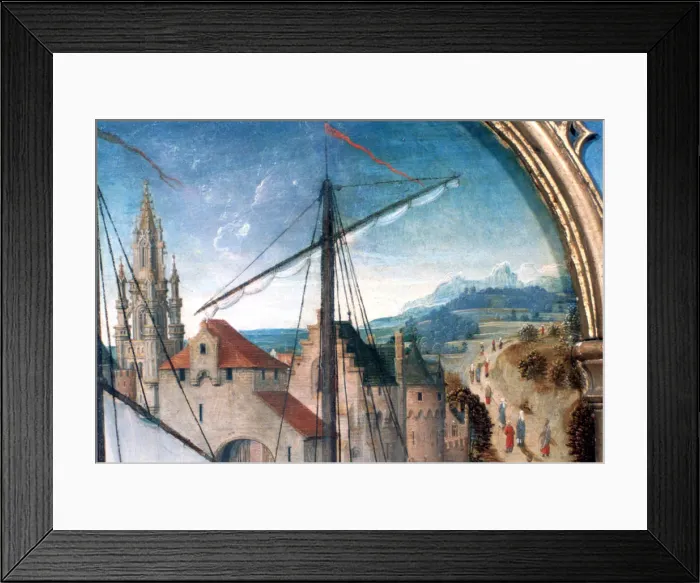 Framed Print : St Ursula Shrine, Departure from Basle, Detail, 1489. Artist: Hans Memling Framed Print : St Ursula Shrine, Departure from Basle, Detail, 1489. Artist: Hans Memling