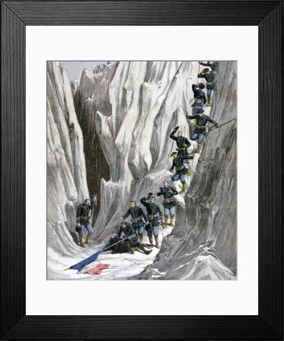 Framed Print : The discovered corpse of Lieutenant Bujon, French Alps, 1891. Artist: Henri Meyer Framed Print : The discovered corpse of Lieutenant Bujon, French Alps, 1891. Artist: Henri Meyer