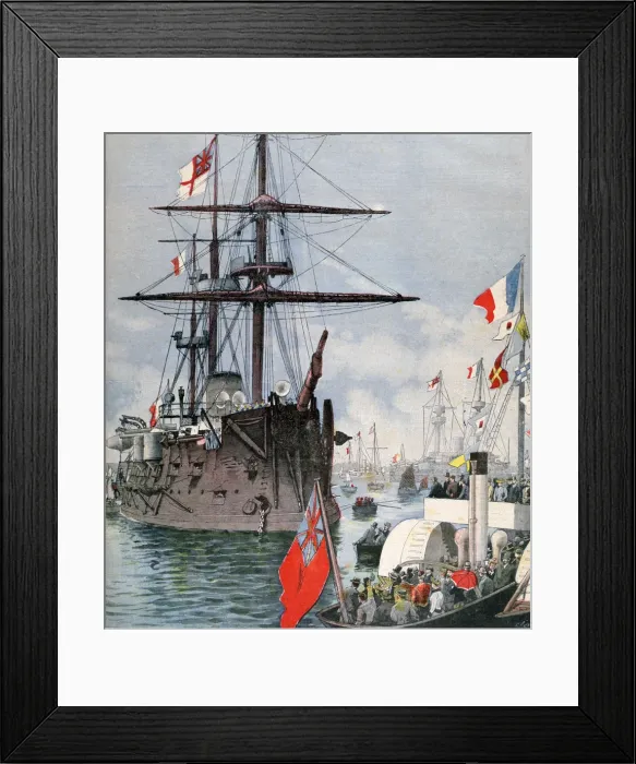 Framed Print : French Flotilla in Portsmouth Harbour, 1891. Artist: F Meaulle Framed Print : French Flotilla in Portsmouth Harbour, 1891. Artist: F Meaulle