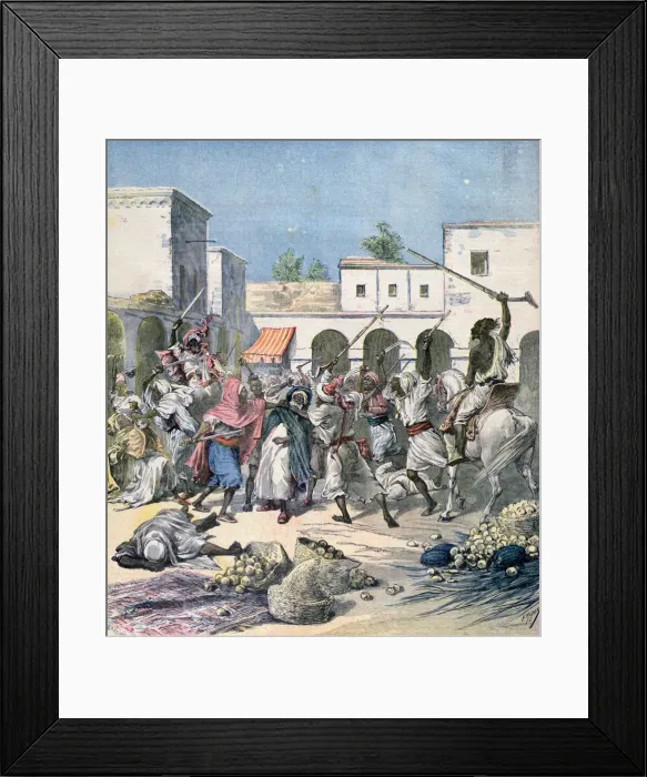 Framed Print : Assassination of a French collaborator, Morocco, 1891. Artist: Henri Meyer Framed Print : Assassination of a French collaborator, Morocco, 1891. Artist: Henri Meyer