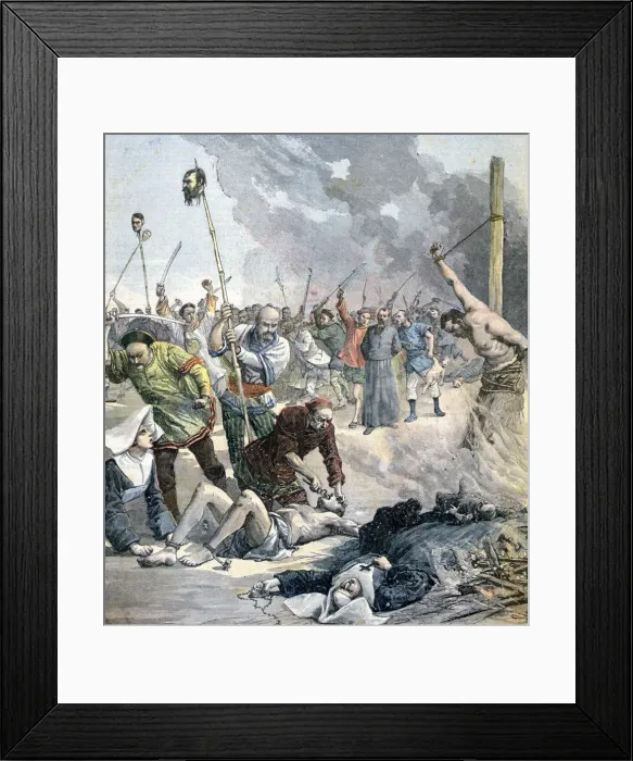 Framed Print : Massacres in China, 1891. Artist: Henri Meyer Framed Print : Massacres in China, 1891. Artist: Henri Meyer
