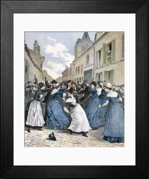 Framed Print : The taking away of the insane in Villejuif, Paris, 1891. Artist: Henri Meyer Framed Print : The taking away of the insane in Villejuif, Paris, 1891. Artist: Henri Meyer
