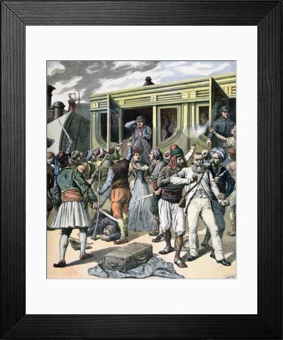 Framed Print : Armed robbery in the East, 1891. Artist: Henri Meyer Framed Print : Armed robbery in the East, 1891. Artist: Henri Meyer
