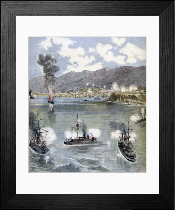 Framed Print : The attack on Valparaiso, the Chilean Revolution, 1891