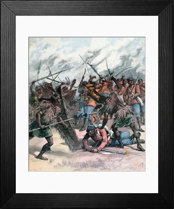 Framed Print : Insurrection in Manpur, India, 1891. Artist: Henri Meyer Framed Print : Insurrection in Manpur, India, 1891. Artist: Henri Meyer