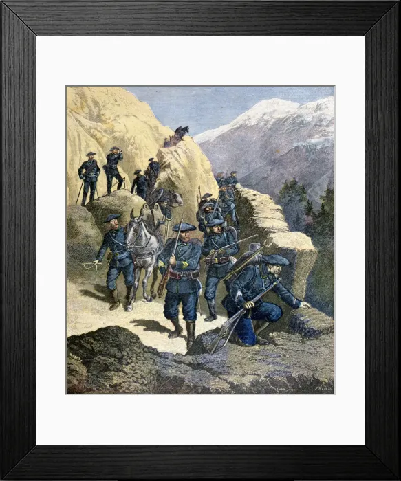 Framed Print : Alpine Chasseurs, 1891. Artist: F Meaulle Framed Print : Alpine Chasseurs, 1891. Artist: F Meaulle