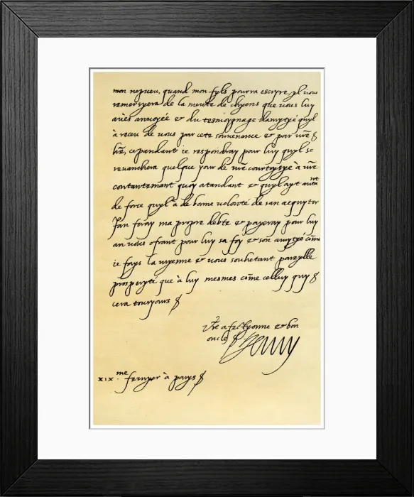 Framed Print : Letter from Henry IV of France to Henry, Prince of Wales, 19th February 1606. Artist: King Henry IV Framed Print : Letter from Henry IV of France to Henry, Prince of Wales, 19th February 1606. Artist: King Henry IV