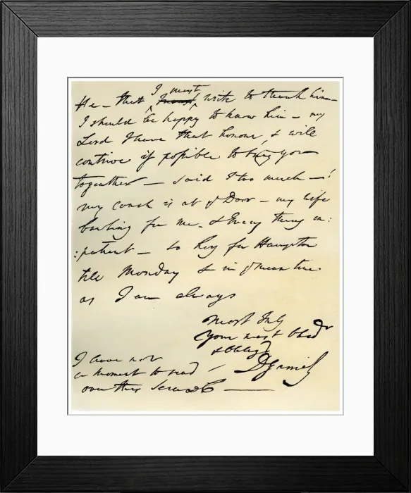 Framed Print : Letter from David Garrick to Edward Gibbon, 8th March 1776. Artist: David Garrick Framed Print : Letter from David Garrick to Edward Gibbon, 8th March 1776. Artist: David Garrick