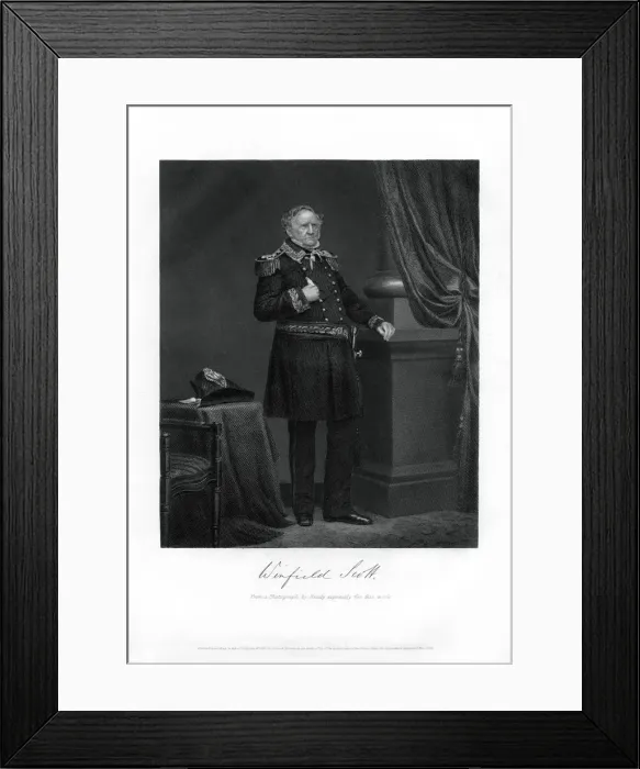 Framed Print : General Winfield Scott, United States Army general, diplomat, and presidential candidate, 1862-1867 Framed Print : General Winfield Scott, United States Army general, diplomat, and presidential candidate, 1862-1867