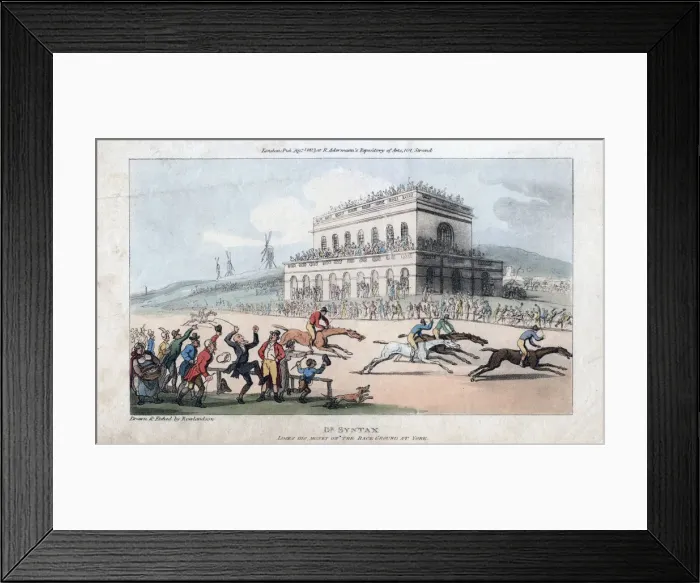 Framed Print : Dr Syntax Loses his Money at the Race Ground at York, 1813. Artist: Thomas Rowlandson Framed Print : Dr Syntax Loses his Money at the Race Ground at York, 1813. Artist: Thomas Rowlandson