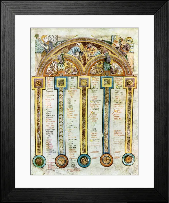 Framed Print : A Page of The Eusebian Canons, c800 AD, (20th century) Framed Print : A Page of The Eusebian Canons, c800 AD, (20th century)