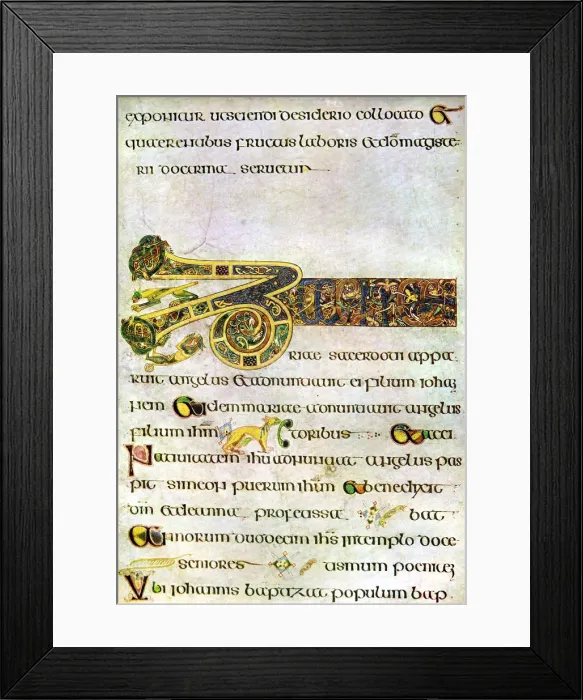 Framed Print : Portion of The Argument to the Gospel of St John, 800 AD, (20th century)
