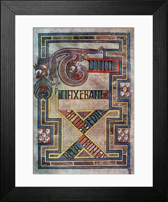 Framed Print : Decorated page, 800 AD, (20th century) Framed Print : Decorated page, 800 AD, (20th century)