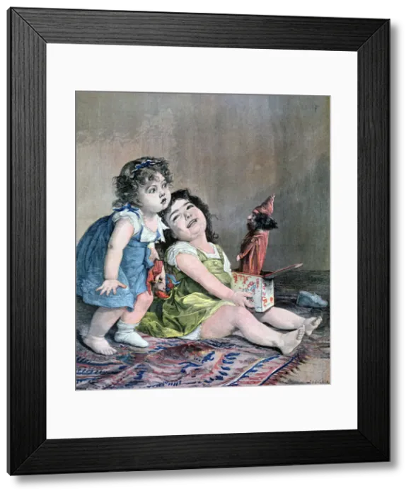 Framed Print : The Surprise, 1891. Artist: F Meaulle Framed Print : The Surprise, 1891. Artist: F Meaulle