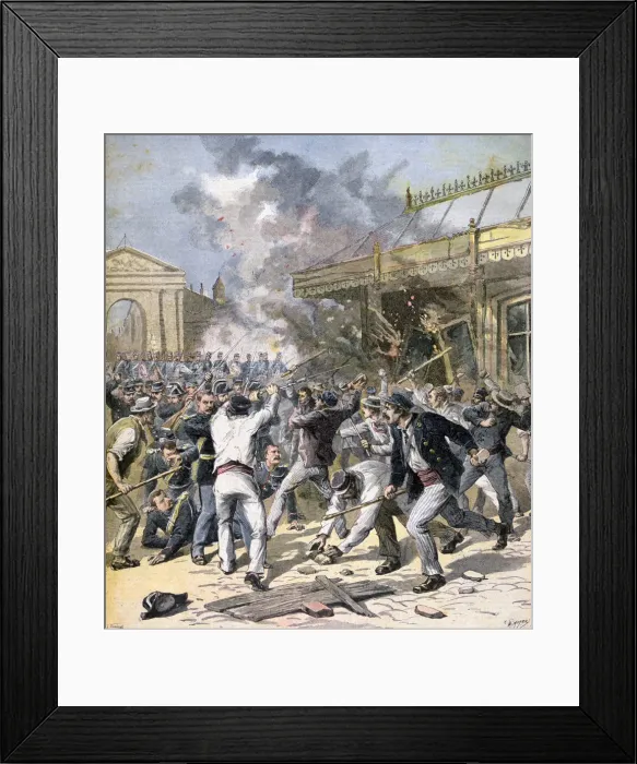Framed Print : The riot in Bordeaux, Aquitaine, 1891. Artist: Henri Meyer Framed Print : The riot in Bordeaux, Aquitaine, 1891. Artist: Henri Meyer