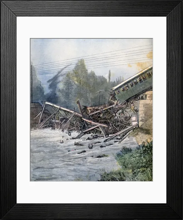 Framed Print : Railway accident, Munchenstein, Switzerland, 14th July 1891 Framed Print : Railway accident, Munchenstein, Switzerland, 14th July 1891