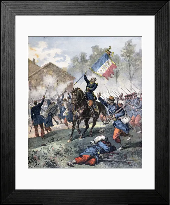Framed Print : Death of Colonel Malleville, Battle of Solferino, 24th June 1859, (1891). Artist: Henri Meyer