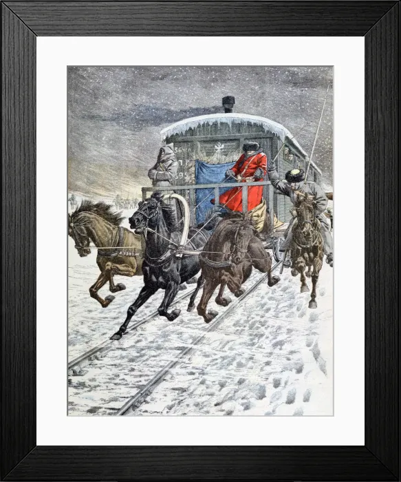 Framed Print : Passage of the military coaches on lake baikal, Siberia, Russia, 20th century Framed Print : Passage of the military coaches on lake baikal, Siberia, Russia, 20th century