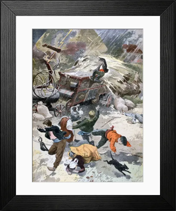 Framed Print : A farming machine struck by lightning, 1902 Framed Print : A farming machine struck by lightning, 1902