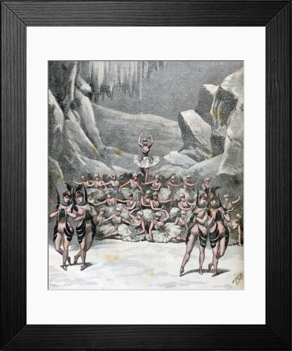 Framed Print : The Snow Ballet, from la Voyage dans la Lune by Jacques Offenbach, 1892. Artist: Henri Meyer Framed Print : The Snow Ballet, from la Voyage dans la Lune by Jacques Offenbach, 1892. Artist: Henri Meyer