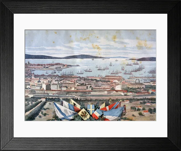 Framed Print : The port of Toulon, 1893. Artist: Henri Meyer Framed Print : The port of Toulon, 1893. Artist: Henri Meyer