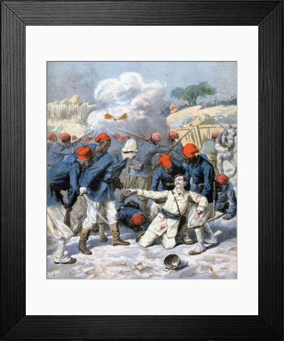 Framed Print : Death of Lieutenant Lecerf, Battle of Napa, Nigeria, 1894. Artist: Frederic Lix Framed Print : Death of Lieutenant Lecerf, Battle of Napa, Nigeria, 1894. Artist: Frederic Lix