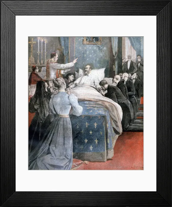 Framed Print : The death of the Comte de Paris, England, 1894. Artist: Lionel Noel Royer Framed Print : The death of the Comte de Paris, England, 1894. Artist: Lionel Noel Royer