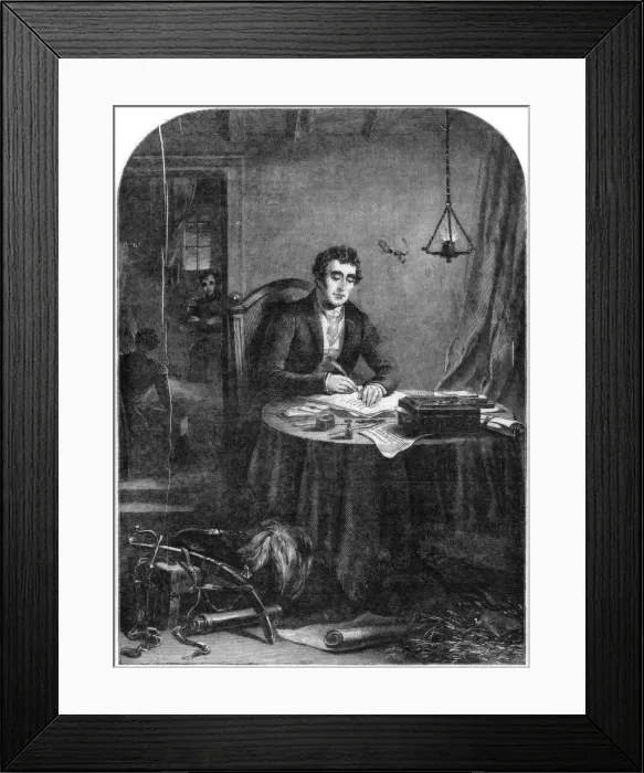 Framed Print : The Duke of Wellington writing the despatches after the Battle of Waterloo, 1815, 1852 Framed Print : The Duke of Wellington writing the despatches after the Battle of Waterloo, 1815, 1852