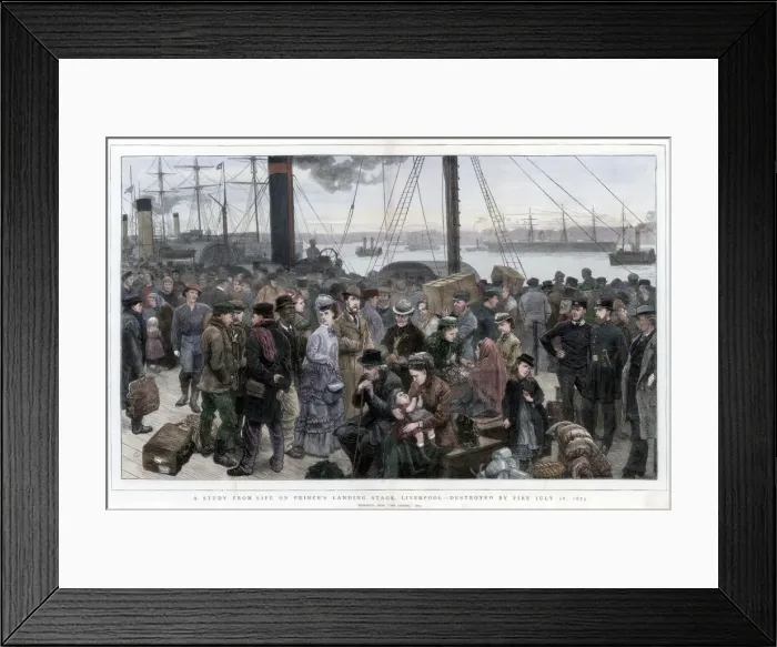 Framed Print : A Study from Life on Princes Landing Stage, Liverpool - Destroyed by Fire July 28, 1874 Framed Print : A Study from Life on Princes Landing Stage, Liverpool - Destroyed by Fire July 28, 1874
