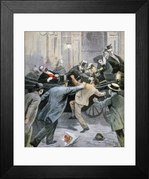 Framed Print : Assassination of Marie Francois Sadi Carnot, President of the French Third Republic, 1894 Framed Print : Assassination of Marie Francois Sadi Carnot, President of the French Third Republic, 1894