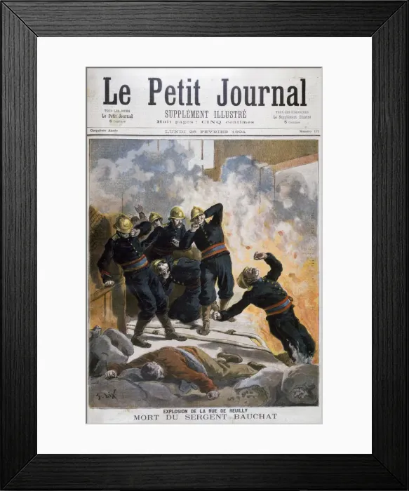 Framed Print : Death of Sergeant Bauchat, Rue de Reuilly, Paris, 1894. Artist: Frederic Lix Framed Print : Death of Sergeant Bauchat, Rue de Reuilly, Paris, 1894. Artist: Frederic Lix