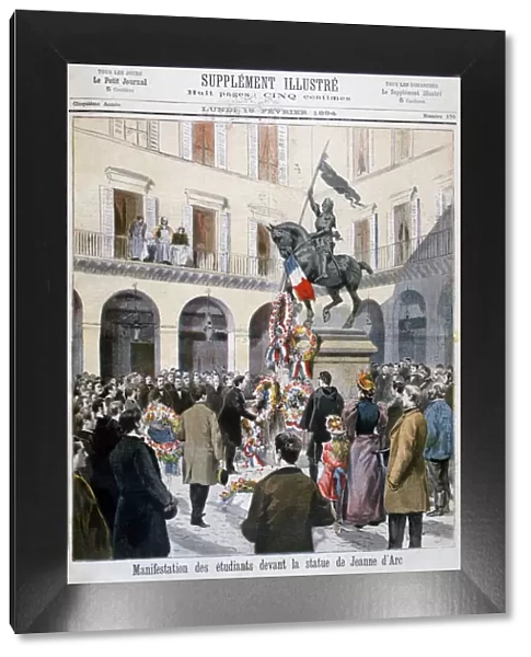 The laying of wreaths by students at the statue of Joan of Arc, Paris, 1894