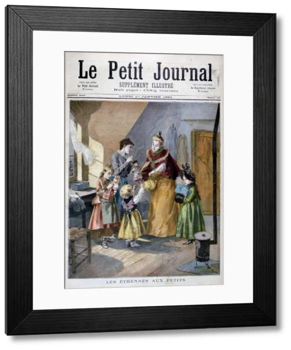 Framed Print : Children receiving New Years gifts, 1894. Artist: Oswaldo Tofani Framed Print : Children receiving New Years gifts, 1894. Artist: Oswaldo Tofani
