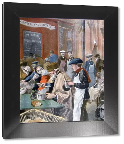 Charity of the students; the soup kitchen at Butte-aux-Cailles, Paris, 1894. Artist: Oswaldo Tofani