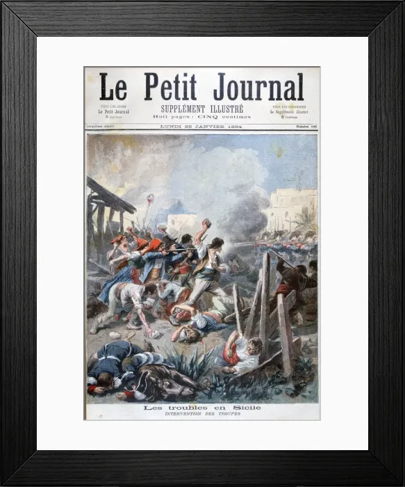 Framed Print : Riots in Sicily, 1894. Artist: Frederic Lix Framed Print : Riots in Sicily, 1894. Artist: Frederic Lix
