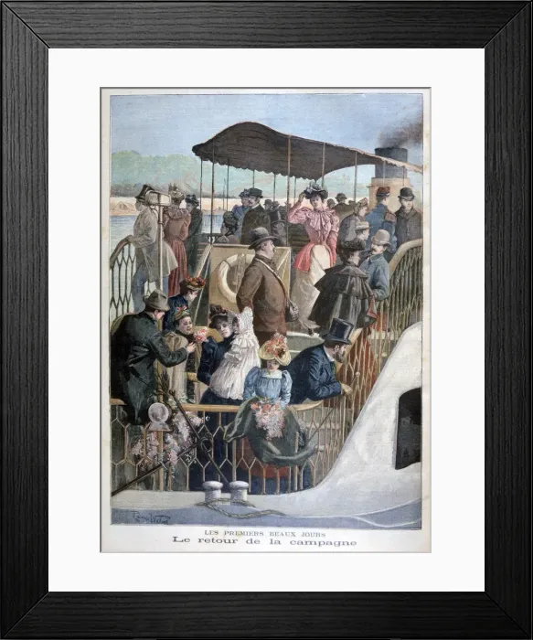 Framed Print : Parisians returning from the countryside by boat, 1894. Artist: Weber Framed Print : Parisians returning from the countryside by boat, 1894. Artist: Weber