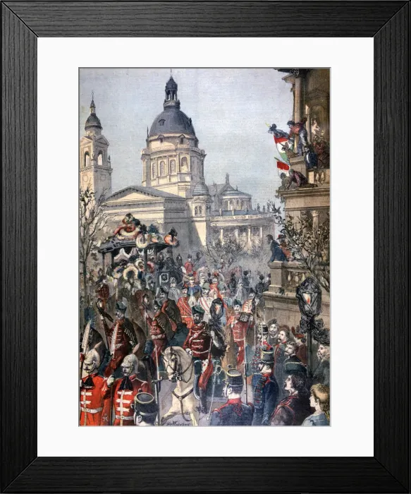 Framed Print : Funeral of Lajos Kossuth, Budapest, 21st March 1894. Artist: Paul Merwart Framed Print : Funeral of Lajos Kossuth, Budapest, 21st March 1894. Artist: Paul Merwart