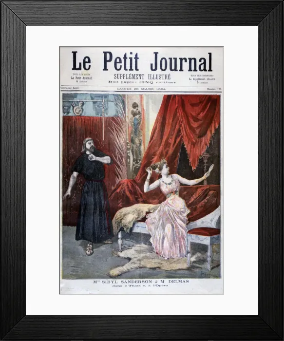 Framed Print : Sibyl Sanderson and Delmas in Jules Massenets opera Thais, Paris, 1894. Artist: Oswaldo Tofani Framed Print : Sibyl Sanderson and Delmas in Jules Massenets opera Thais, Paris, 1894. Artist: Oswaldo Tofani