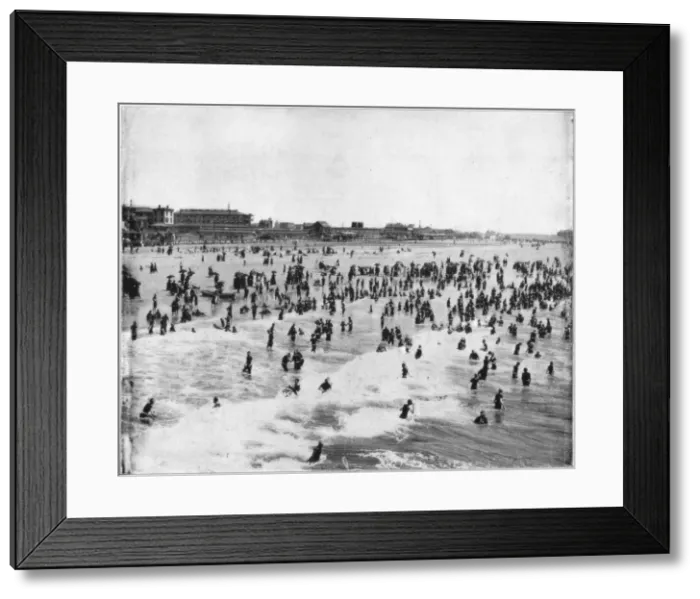 Framed Print : Beach at Atlantic City, New Jersey, USA, late 19th century. Artist: John L Stoddard Framed Print : Beach at Atlantic City, New Jersey, USA, late 19th century. Artist: John L Stoddard
