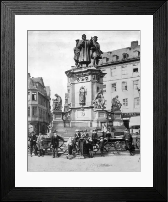 Framed Print : The Gutenberg Monument, Frankfurt, Germany, late 19th century. Artist: John L Stoddard Framed Print : The Gutenberg Monument, Frankfurt, Germany, late 19th century. Artist: John L Stoddard