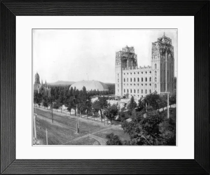 Framed Print : New Mormon Temple, Salt Lake City, Utah, late 19th century. Artist: John L Stoddard Framed Print : New Mormon Temple, Salt Lake City, Utah, late 19th century. Artist: John L Stoddard
