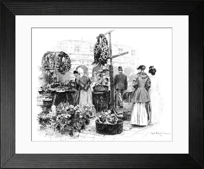 Framed Print : The Flower Market, 1901. Artist: Wilhelm Gause Framed Print : The Flower Market, 1901. Artist: Wilhelm Gause