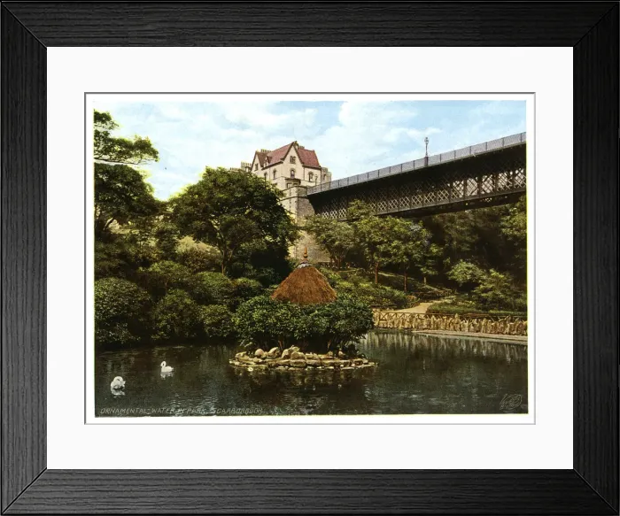 Framed Print : Ornamental Water in Park, Scarborough, 1901. Artist: Liversidge, Ross & Co Framed Print : Ornamental Water in Park, Scarborough, 1901. Artist: Liversidge, Ross & Co