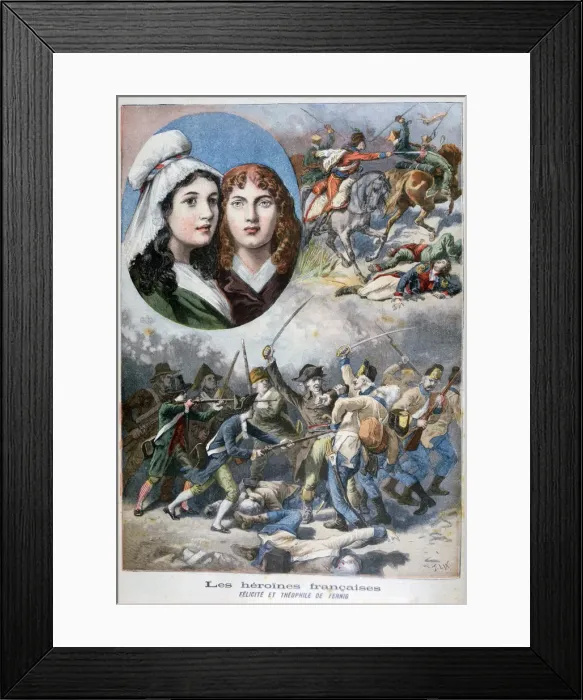 Framed Print : Felicite and Theophile de Fernig, French heroines, 1792, (1894). Artist: Frederic Lix Framed Print : Felicite and Theophile de Fernig, French heroines, 1792, (1894). Artist: Frederic Lix