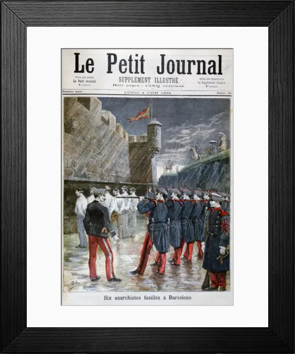 Framed Print : Six anarchists executed in Barcelona, 1894 Framed Print : Six anarchists executed in Barcelona, 1894