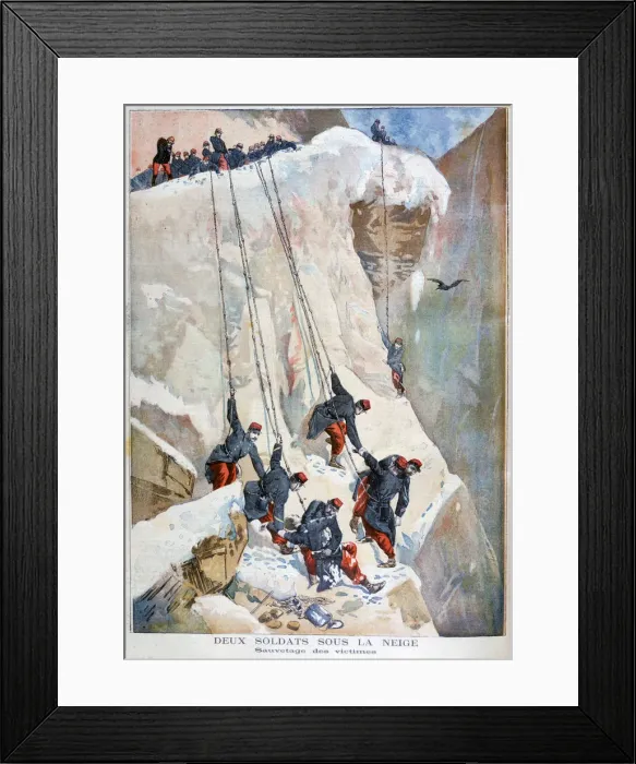 Framed Print : The rescue of two French soldiers after an avalanche, 1894 Framed Print : The rescue of two French soldiers after an avalanche, 1894