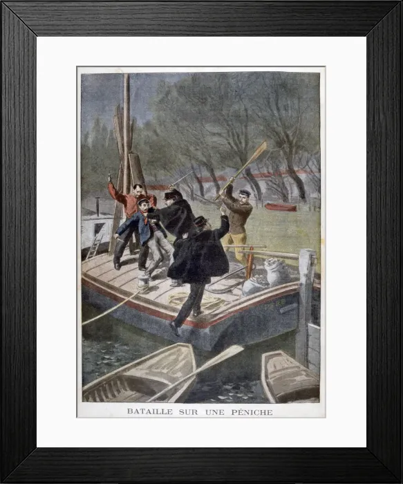Framed Print : Fight on a barge, 1902 Framed Print : Fight on a barge, 1902