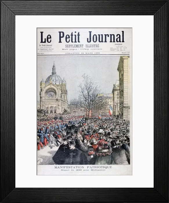 Framed Print : The departure of French troops to Madagascar, Paris, 1895. Artist: Henri Meyer Framed Print : The departure of French troops to Madagascar, Paris, 1895. Artist: Henri Meyer