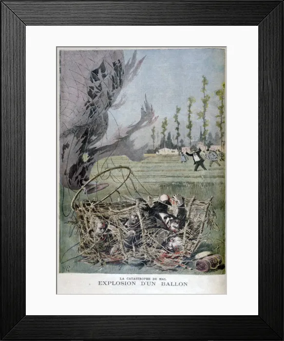 Framed Print : Balloon explosion in Hal, Belgium, 1895. Artist: Henri Meyer Framed Print : Balloon explosion in Hal, Belgium, 1895. Artist: Henri Meyer