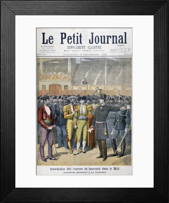 Framed Print : Prohibition of bullfighting in the south of France, 1895. Artist: Henri Meyer Framed Print : Prohibition of bullfighting in the south of France, 1895. Artist: Henri Meyer